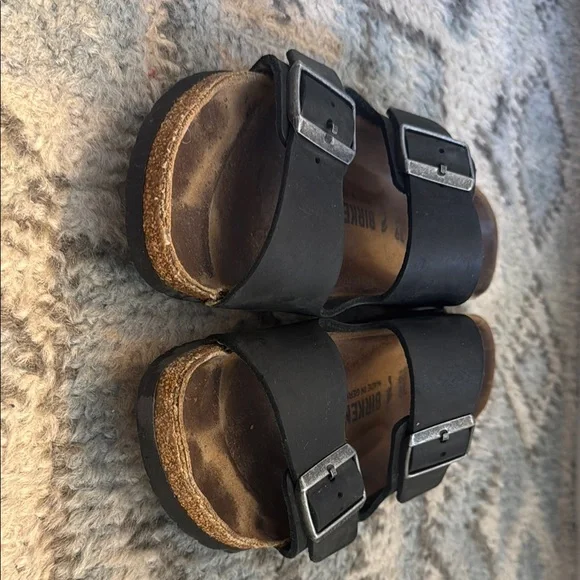 Birkenstock Arizona Black Oiled Leather Double Strap Sandals EU39 Original $135 - Picture 3 of 10